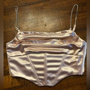 Oh Polly satin corset with diamond rhinestone straps, new without tags